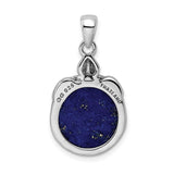 Sterling Silver Pendant with Lapis, Filigree Heart and Leaf Motif, Boho Nature-Inspired Design