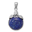 Sterling Silver Pendant with Lapis, Filigree Heart and Leaf Motif, Boho Nature-Inspired Design
