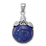 Sterling Silver Pendant with Lapis, Filigree Heart and Leaf Motif, Boho Nature-Inspired Design