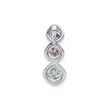 Sterling Silver Charm Pendant with Stacked Rounded Squares and Colorful Gemstone Clusters