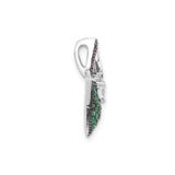Sterling Silver Star Pendant with Multicolor Cubic Zirconia and Clear Crystal Centerpiece