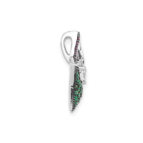 Sterling Silver Star Pendant with Multicolor Cubic Zirconia and Clear Crystal Centerpiece