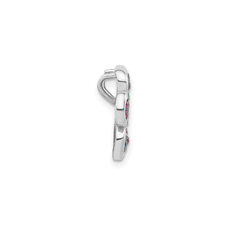 Sterling Silver Flower Pendant with Multicolor Cubic Zirconia, Floral Charm Design for Women