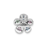Sterling Silver Flower Pendant with Multicolor Cubic Zirconia, Floral Charm Design for Women