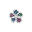 Sterling Silver Flower Pendant with Multicolor Cubic Zirconia, Floral Charm Design for Women