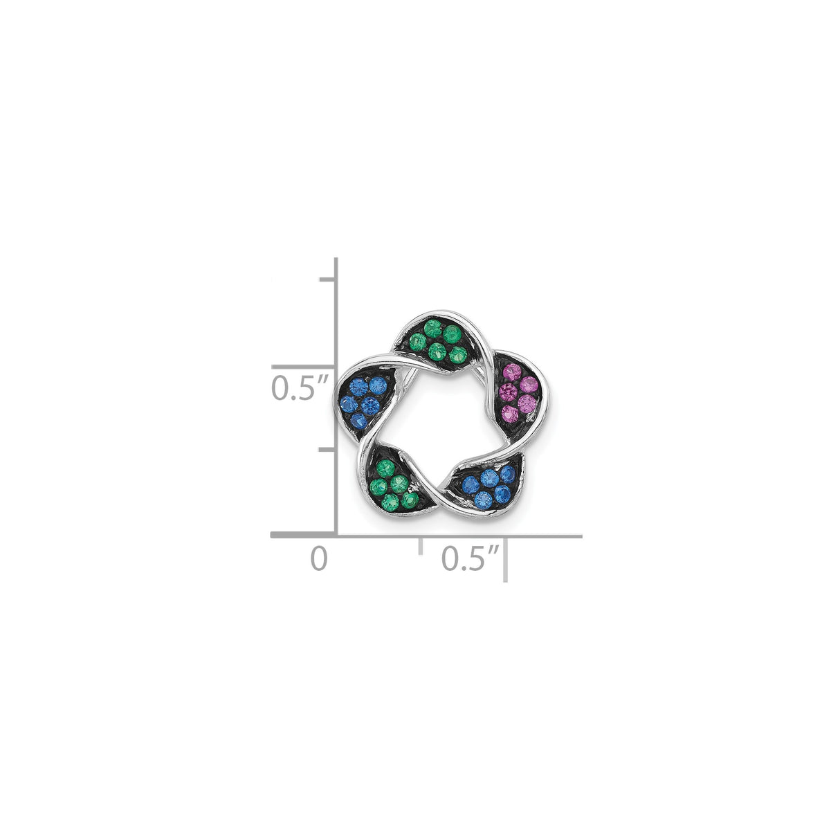 Sterling Silver Floral Knot Pendant with Multicolor Gemstones, Contemporary Style