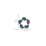 Sterling Silver Floral Knot Pendant with Multicolor Gemstones, Contemporary Style