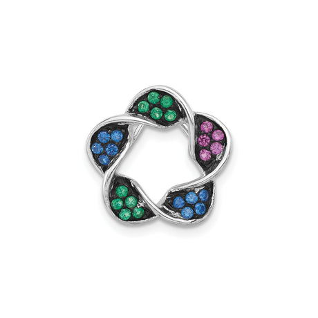 Sterling Silver Floral Knot Pendant with Multicolor Gemstones, Contemporary Style