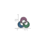 Sterling Silver Trinity Pendant with Pink, Green, and Blue Cubic Zirconia, Celtic Unity Design