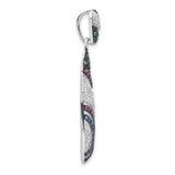 Sterling Silver Teardrop Pendant with Multicolor Cubic Zirconia in Swirl Design
