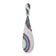 Sterling Silver Teardrop Pendant with Multicolor Cubic Zirconia in Swirl Design