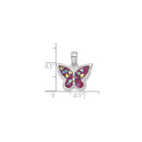 Sterling Silver Butterfly Pendant with Multicolor Crystal Inlay, Nature Inspired Jewelry for Women