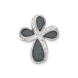Sterling Silver Cross Pendant with Crystal, Enamel Detail, Modern Religious Design