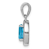 Sterling Silver Oval Pendant with Blue Cubic Zirconia and Clear Halo Stones for Women