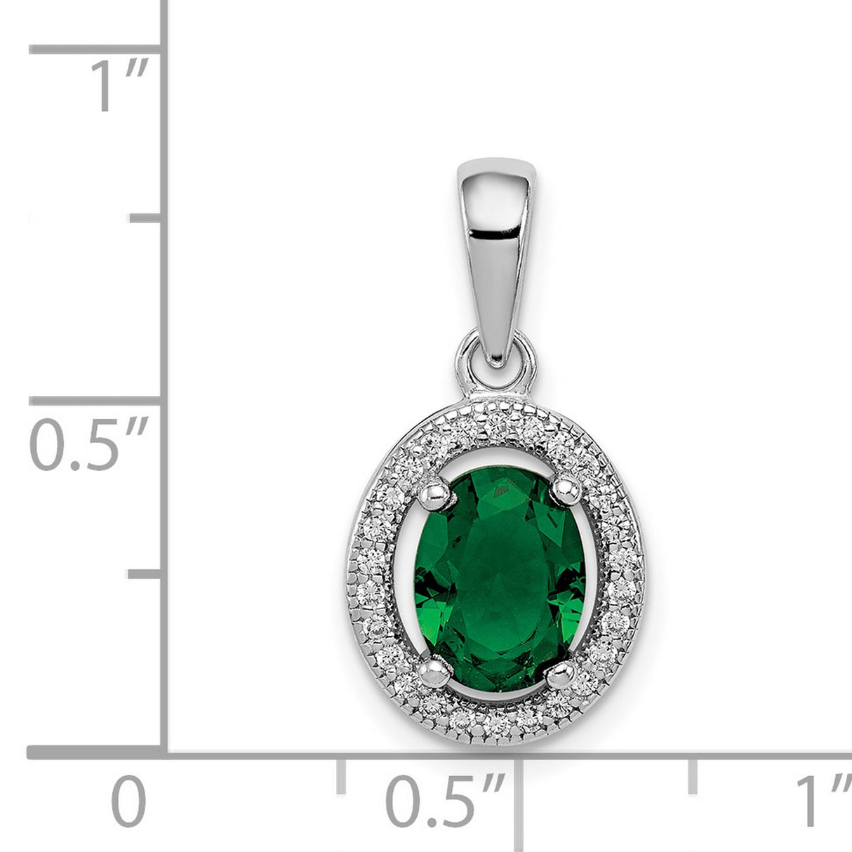 Sterling Silver Pendant with Oval Green Cubic Zirconia and White CZ Halo Design for Women
