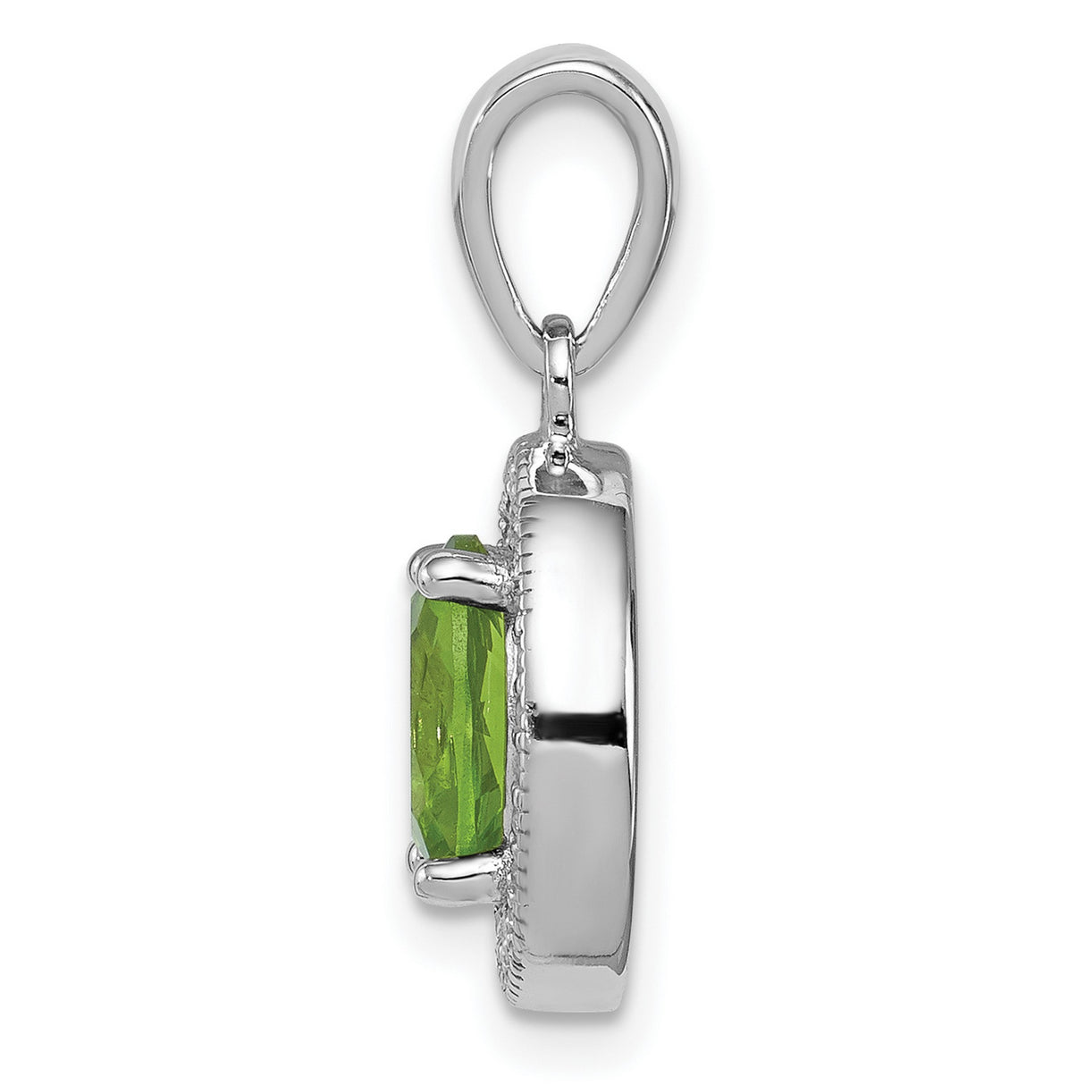 Sterling Silver Pendant with Peridot and Cubic Zirconia Halo Design for Women