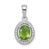 Sterling Silver Pendant with Peridot and Cubic Zirconia Halo Design for Women