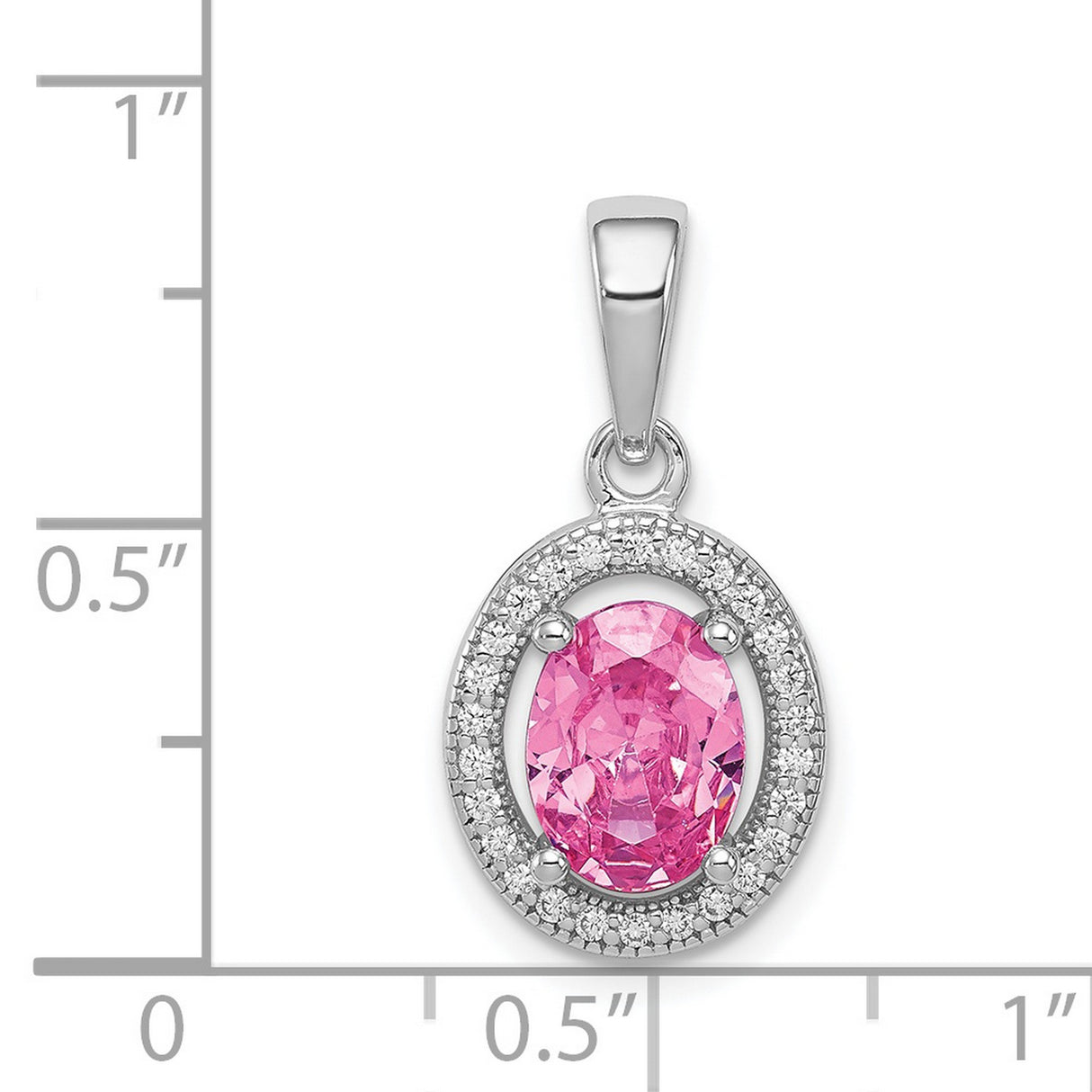 Sterling Silver Pendant with Pink Gemstone and Cubic Zirconia Halo Design for Women