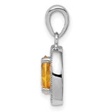 Sterling Silver Pendant with Faceted Yellow Cubic Zirconia and Clear Halo