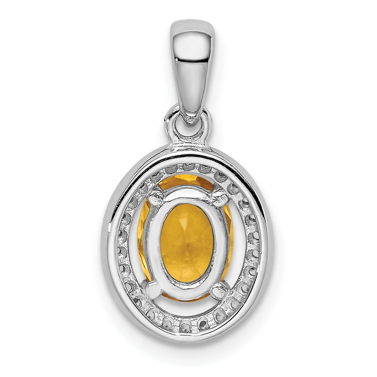 Sterling Silver Pendant with Faceted Yellow Cubic Zirconia and Clear Halo