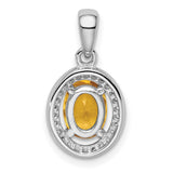 Sterling Silver Pendant with Faceted Yellow Cubic Zirconia and Clear Halo