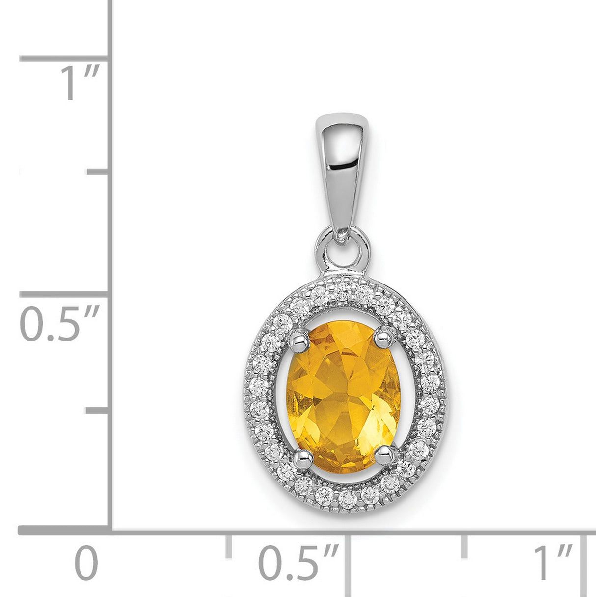 Sterling Silver Pendant with Faceted Yellow Cubic Zirconia and Clear Halo