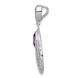 Sterling Silver Pendant with Amethyst Teardrops and Filigree Scrollwork for Women