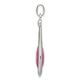 Sterling Silver Teardrop Pendant with Pink Marquise Gemstone and Accent Stone