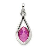 Sterling Silver Teardrop Pendant with Pink Marquise Gemstone and Accent Stone