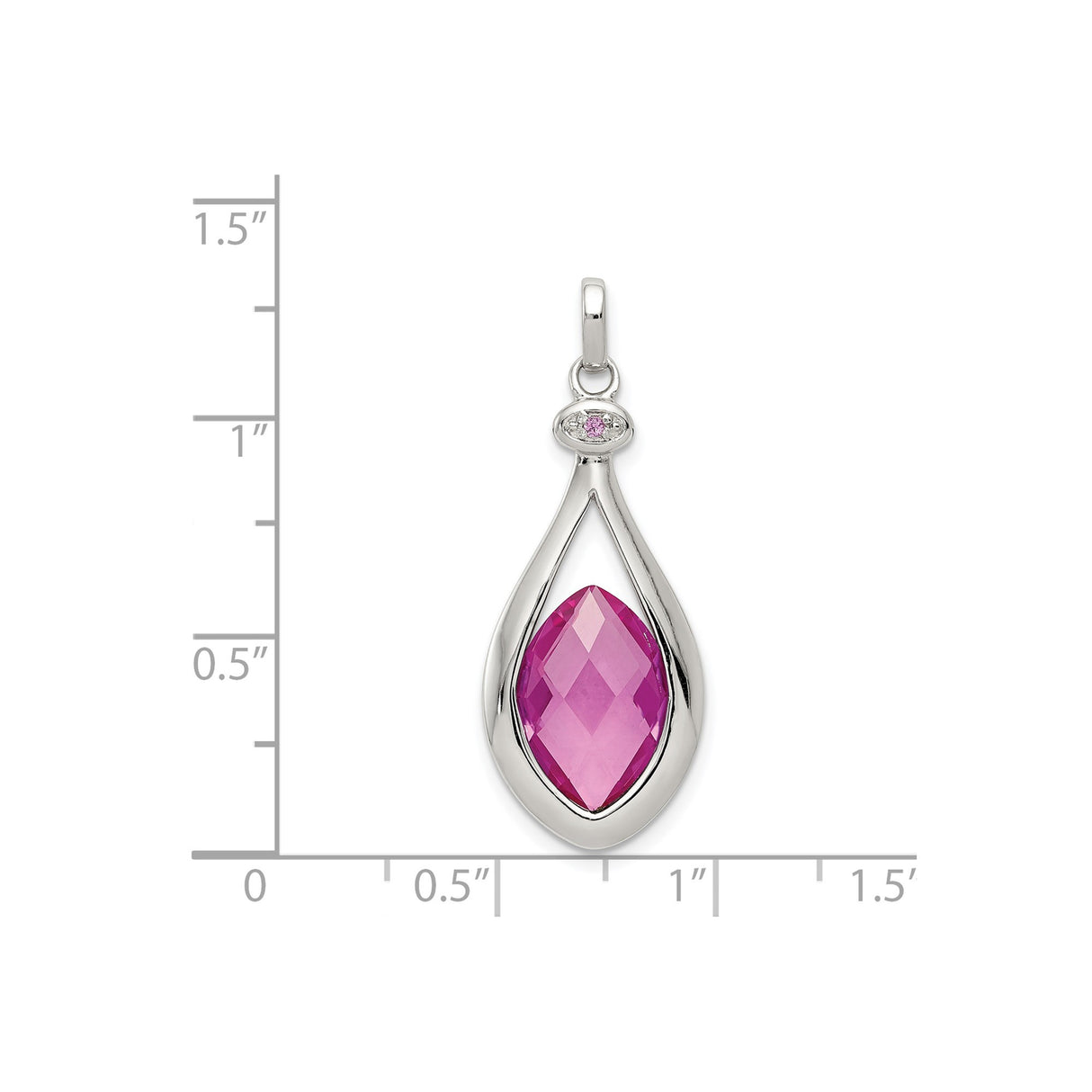 Sterling Silver Teardrop Pendant with Pink Marquise Gemstone and Accent Stone