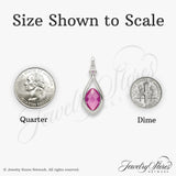 Sterling Silver Teardrop Pendant with Pink Marquise Gemstone and Accent Stone