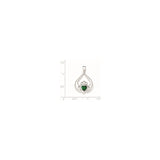 Sterling Silver Claddagh Pendant with Green Cubic Zirconia Heart, Irish Love and Loyalty Symbol