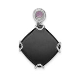 Sterling Silver Celtic Knot Pendant with Amethyst and Black Onyx Cross Motif