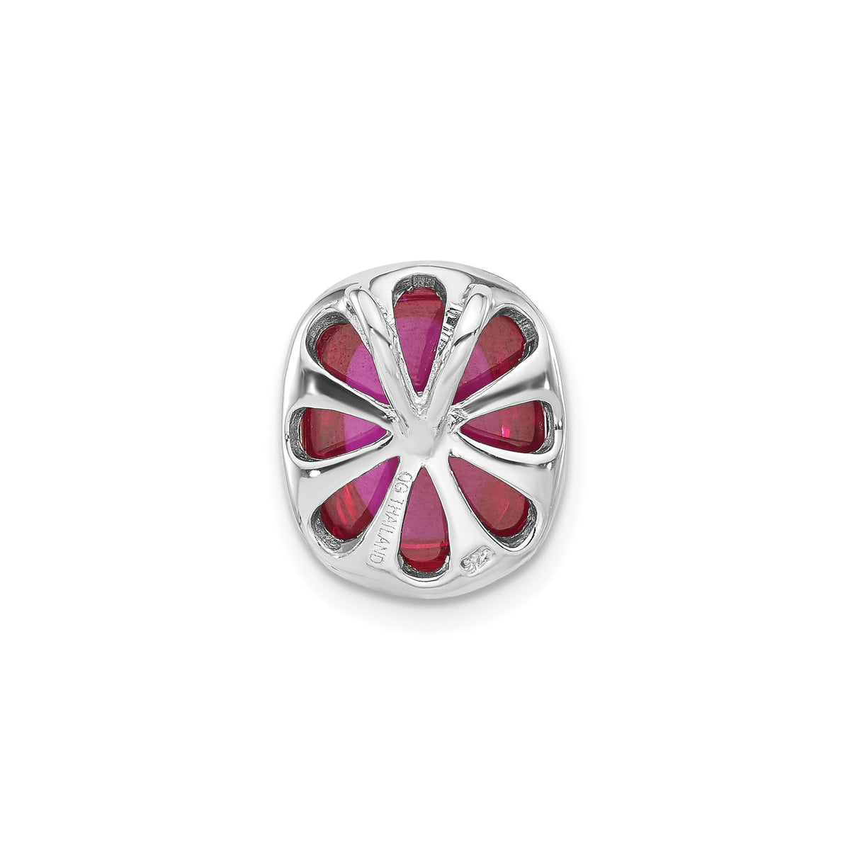 Sterling Silver Pendant with Pink Magenta Oval Cabochon in Smooth Bezel Setting
