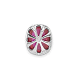 Sterling Silver Pendant with Pink Magenta Oval Cabochon in Smooth Bezel Setting