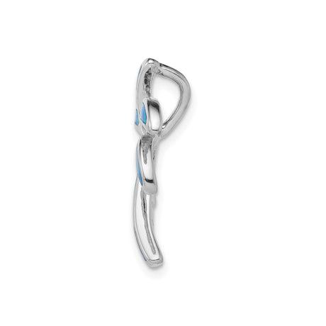 Sterling Silver Palm Tree Pendant with Blue Lab Created Opal, Tropical Beach Style