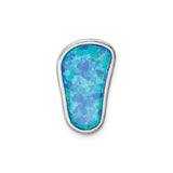 Sterling Silver Flip Flop Pendant with Lab Created Blue Opal, Beach Sandal Charm