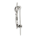 Polish and Antique Angel w Flower and Pin Charm Pendant in Real 925 Sterling Silver