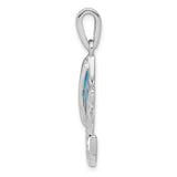 Sterling Silver Manta Ray Pendant with Lab Created Opal Inlay, Nautical Ocean Theme Jewelry