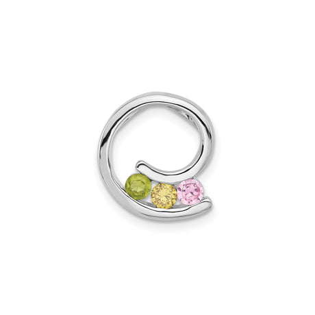 Sterling Silver Pendant with Cubic Zirconia, Abstract Swirl Design Symbolizing Family Unity