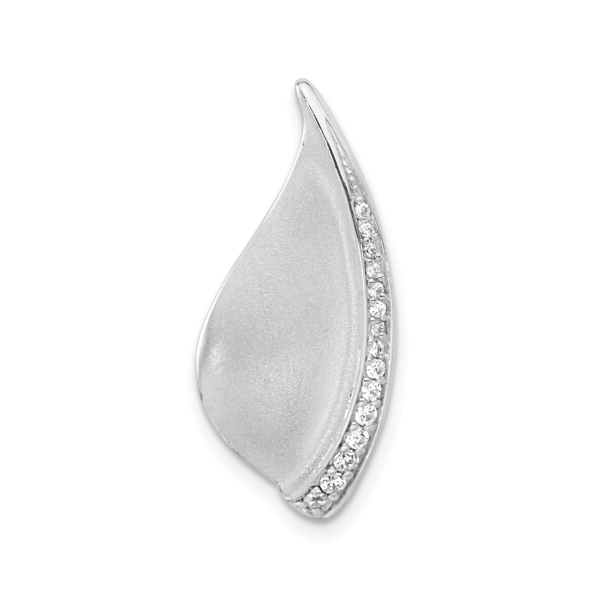 Sterling Silver Teardrop Pendant with Cubic Zirconia Accents, Modern Minimalist Design for Women