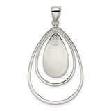 Sterling Silver Teardrop Pendant with Textured Inner Drop and Open Frame Design for Women