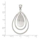 Sterling Silver Teardrop Pendant with Textured Inner Drop and Open Frame Design for Women
