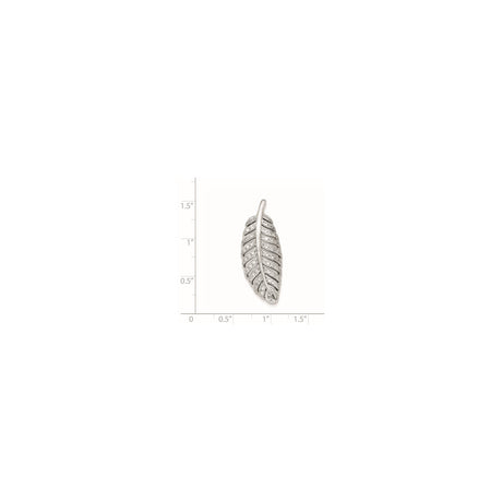 Sterling Silver Feather Pendant with Cubic Zirconia, Boho Minimalist Leaf Design for Women