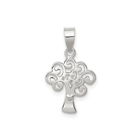 Sterling Silver Tree of Life Pendant with Openwork Swirling Design and Spiritual Symbolism