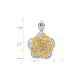 Sterling Silver Flower Pendant with Two-Tone Filigree Floral Design for Women