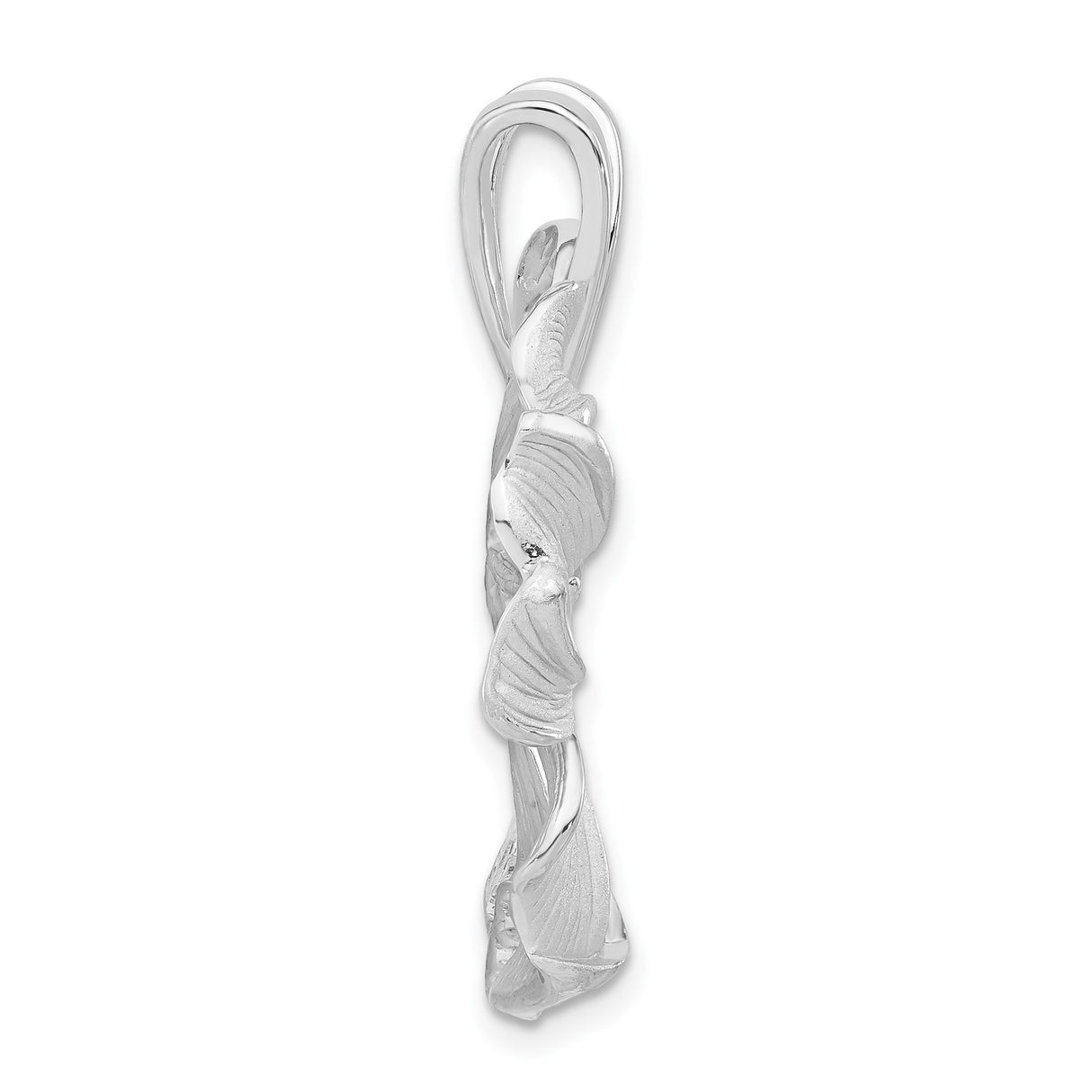 Sterling Silver Floral Pendant with Cubic Zirconia, Open Petal Flower Design and Textured Detailing
