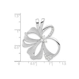 Sterling Silver Floral Pendant with Cubic Zirconia, Open Petal Flower Design and Textured Detailing