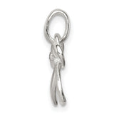 Polished Diamond Bow Charm Pendant in Real 925 Sterling Silver