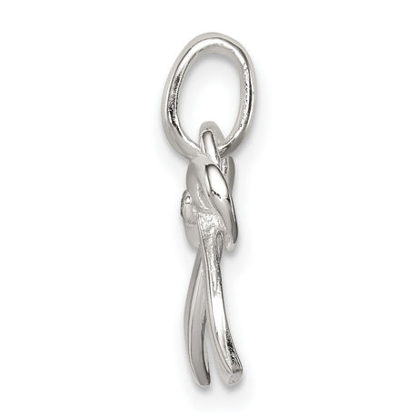 Polished Diamond Bow Charm Pendant in Real 925 Sterling Silver